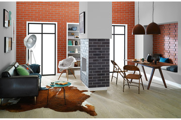 bývací pokoj: Klinker postindustriálně